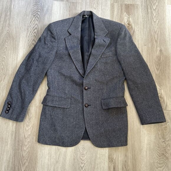 Harris Tweed Other - Squire Shop Wool Tweed Blazer Mens Size 38 Gray Made In USA Suit Jacket Vintage